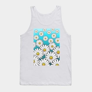 daisies floral pattern on a turquoise sky background Tank Top